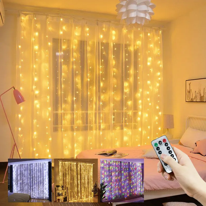 

3/4/6m Festoon USB Curtain LED Light String with Remote Fairy Holiday Garland Lamp for Garden Wedding Party Home Room Decoration