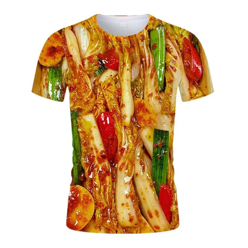 Barbecue Squid Kebab Pattern T Shirt For Men 3D Printed BBQ T-shirt Round Neck Short Sleeve Tee Shirts Tops Street Loose T-shirt