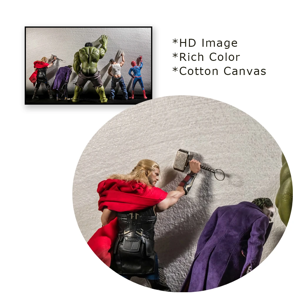 Pintura en lienzo de superhéroe divertido para decoración de pared de baño, póster de Spiderman, Hulk, Thor en el inodoro, imagen de decoración de