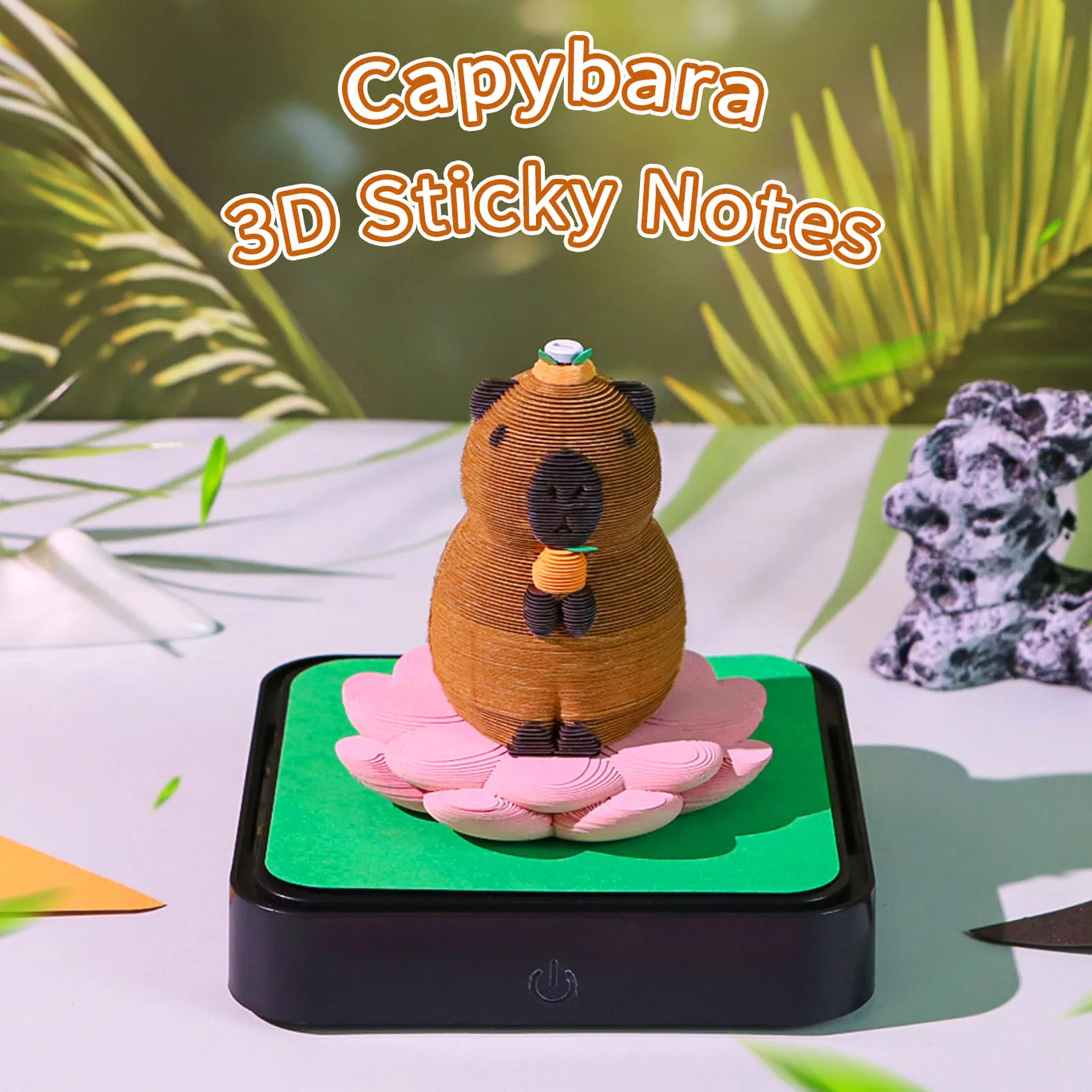 3D Art Calendar Memo Pad Creative Capybara Tear Away Paper Carving 3D Notepad Desktop Decoration with Light 3D Memo Pad Capybara