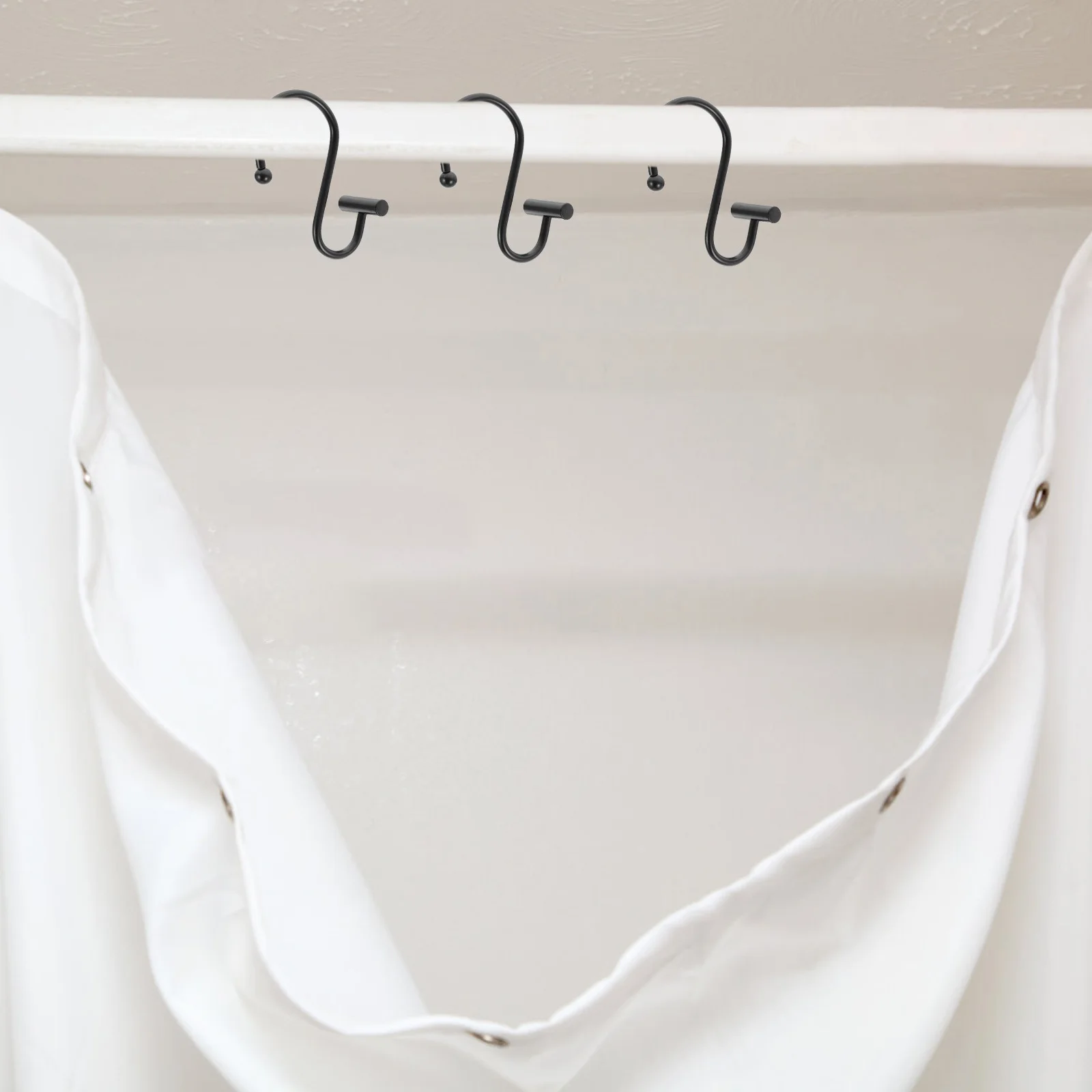 

12Pcs Shower Curtain Hooks T Bar Glide Rings Rustic Metal Hangers for Easy Open Close Bathroom Shower Rod Use Curtain Rod Hooks