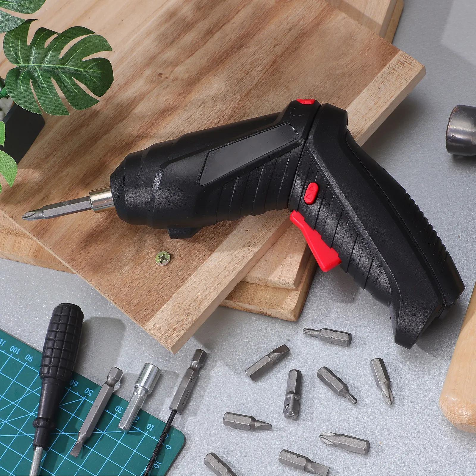 1Set Cordless Electric Screwdriver Rechargeable LED Illuminated Ergonomic Design USB Chargeable for Home Maintenance Small