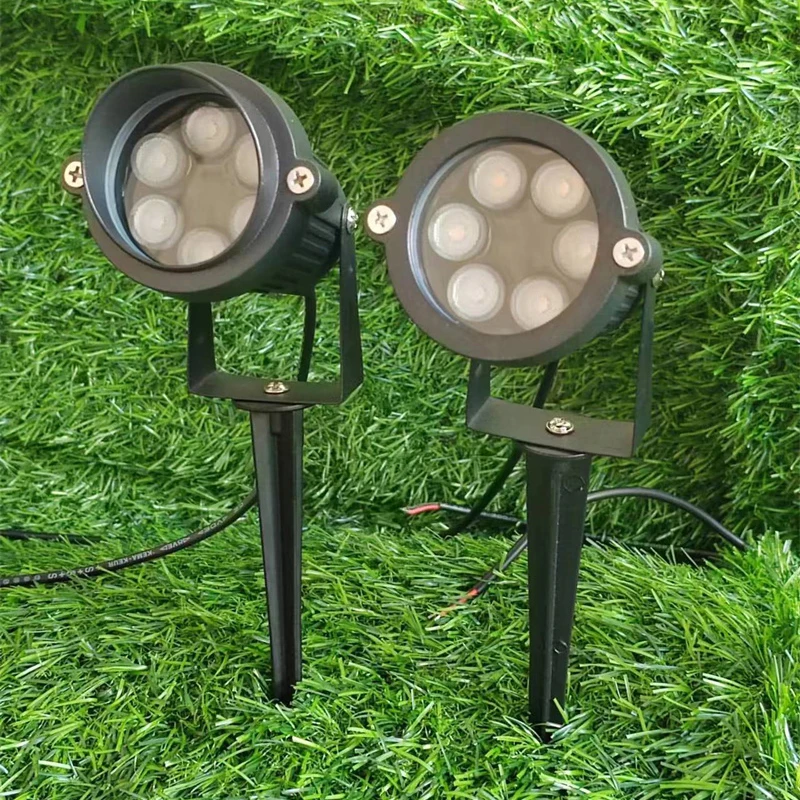 Aluminum 6W 12W Outdoor Spike Lawn Lamp LED Garden Lighting Waterproof Lighting Garden Decorate Path Spotlights AC220V 0.5m Wire