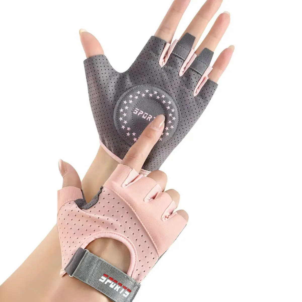 Guantes de Fitness para mujer, aparato giratorio deportivo para Yoga, entrenamiento para mujer, antideslizantes, transpirables, finos, medio dedo, guantes de ciclismo con barra