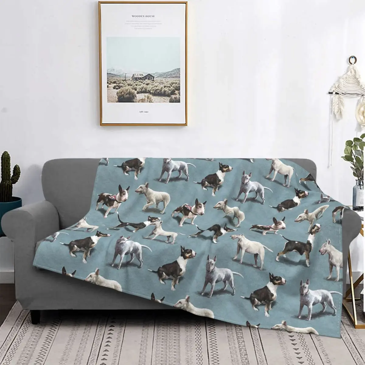 

The Bull Terrier Dog Blankets Flannel All Season Breathable Warm Throw Blankets for Home Couch Bedspread