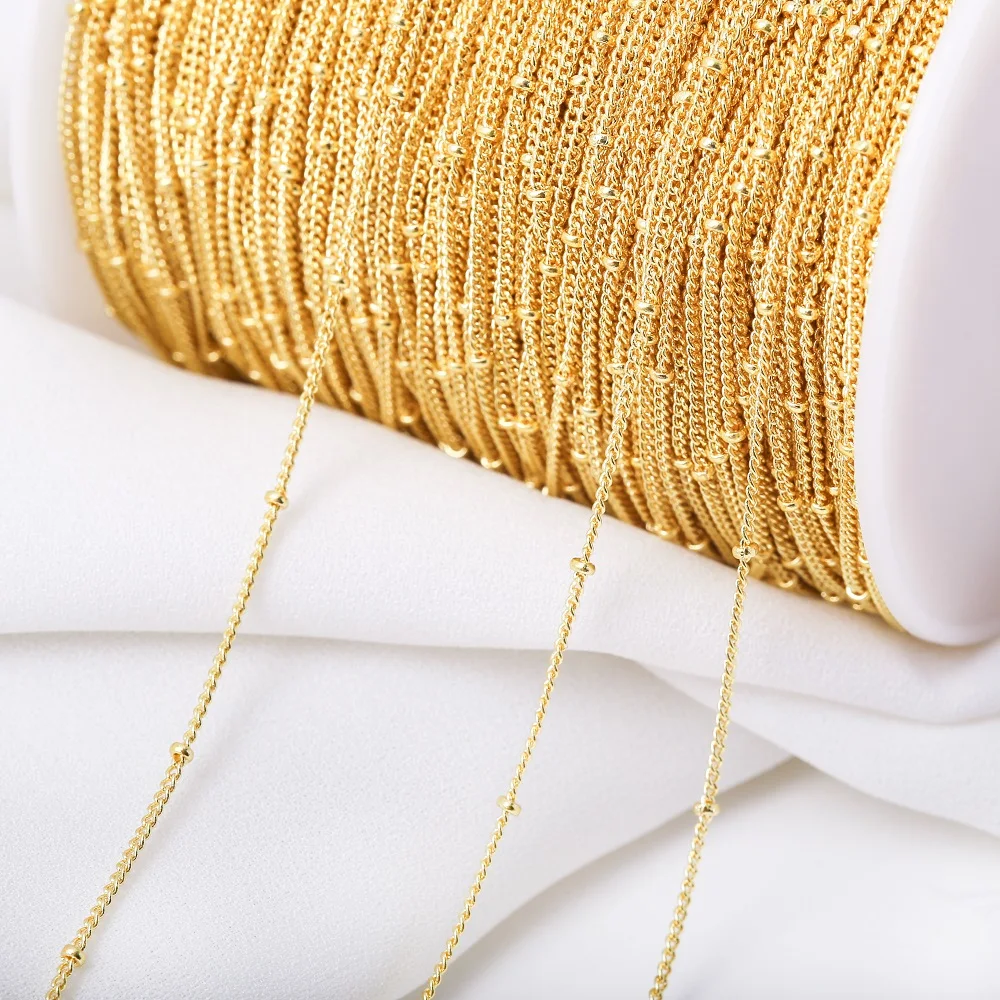 2M Solid Brass Satellite Beaded Chains Cable Link Waist Chain For Diy Man Women Necklace Choker Jewelry Making Hair Accessories