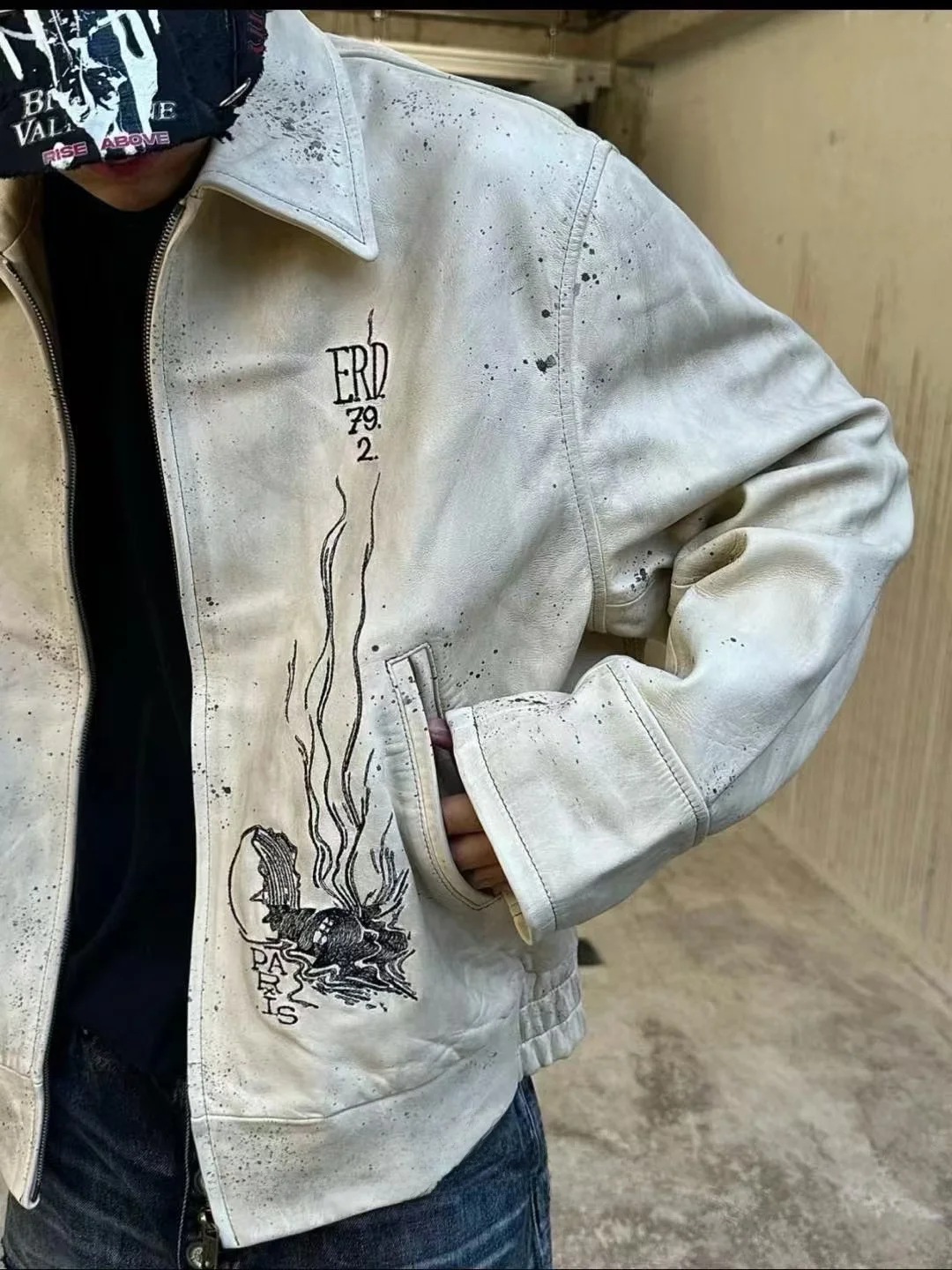 Nowa ERD Depred Rich Second Generation 24SS Haftowana Splaid Ink Mystery Man Old Leather Jaet ort Odzież Wierzchnia