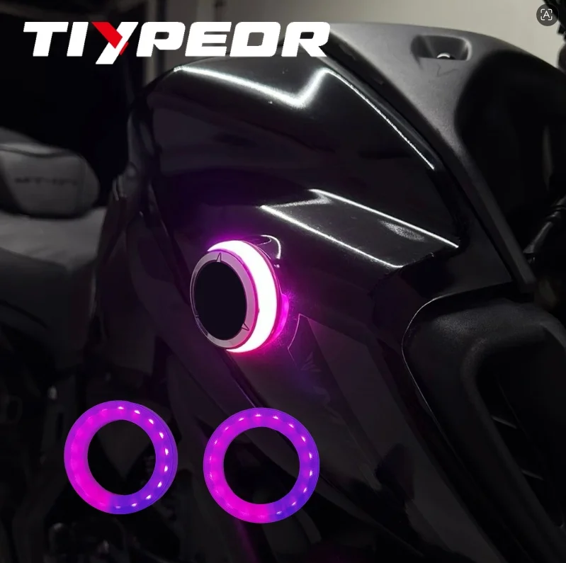 Logotipo retroiluminado para Yamaha, lámpara de diodo emisor de luz de 50 mm, lámpara de anillo RGB con tapa, ojo de ángel