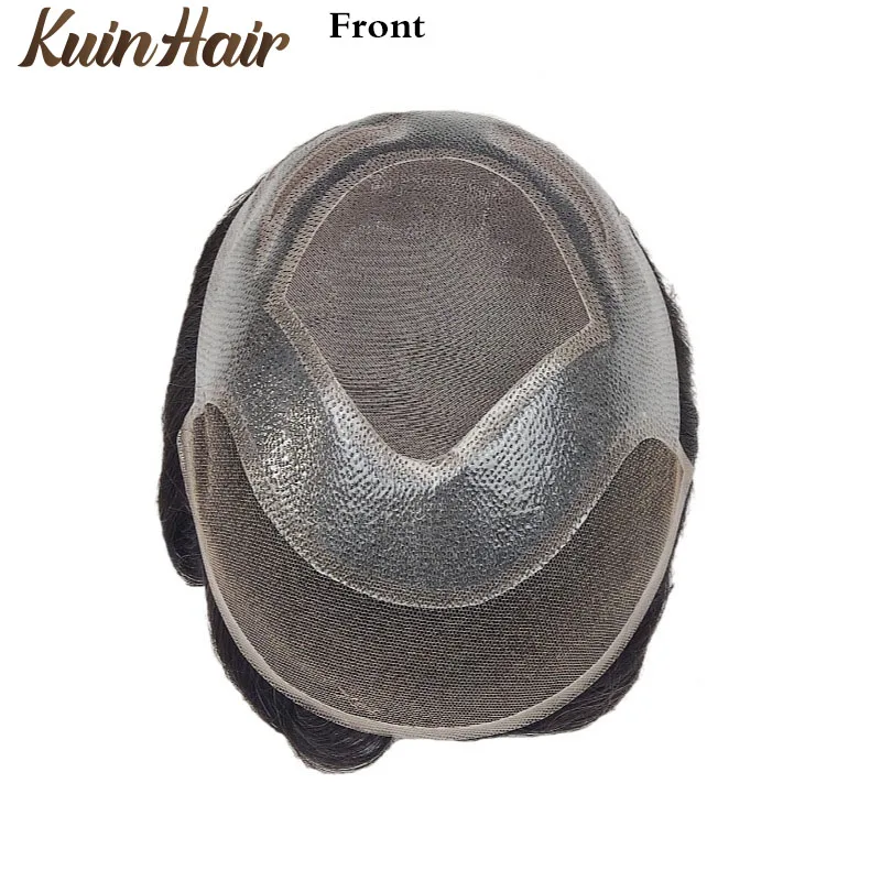 VERSALITE Men Toupee Swiss Lace&PU Breathable 100% Indian Remy Human Hair Natural Hairline Hairpiece Men\'s Capillary Prosthesis
