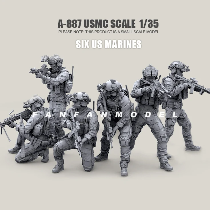 1/35 Resin soldier model kits DIY figure toy scale model army self-assembled (6 piece) A-887