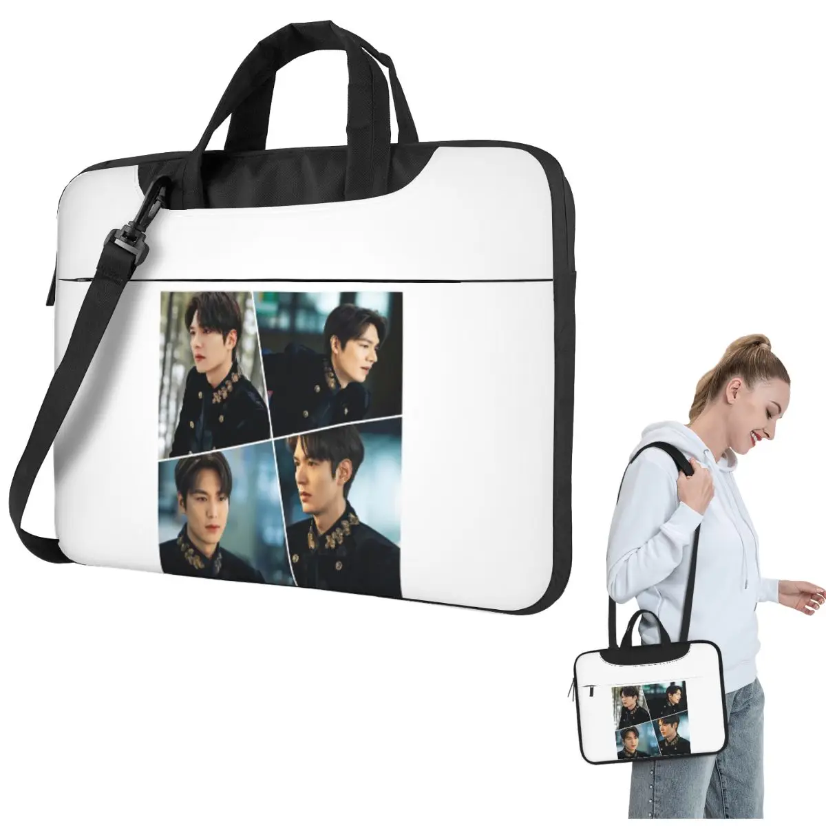 

Lee Min Ho The King Handsome Collage Crossbody Laptop Bag Case Computer Bag Resistant Protective Notebook Pouch for Lenovo