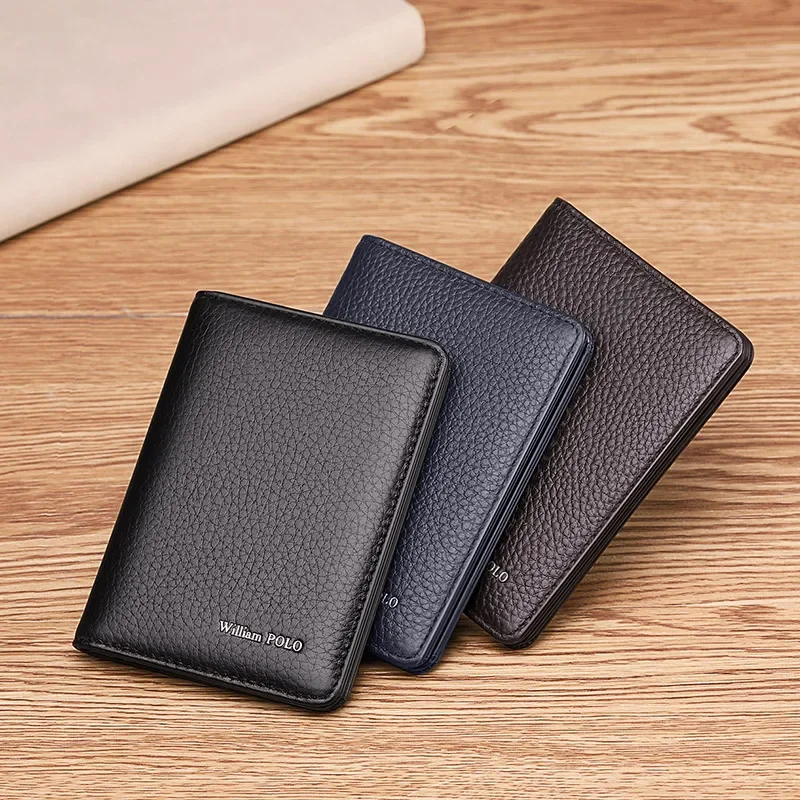 Men Card wallet small purse Mens Business Genuine Leather Luxury Brand Credit Card Holder thin wallets slim design