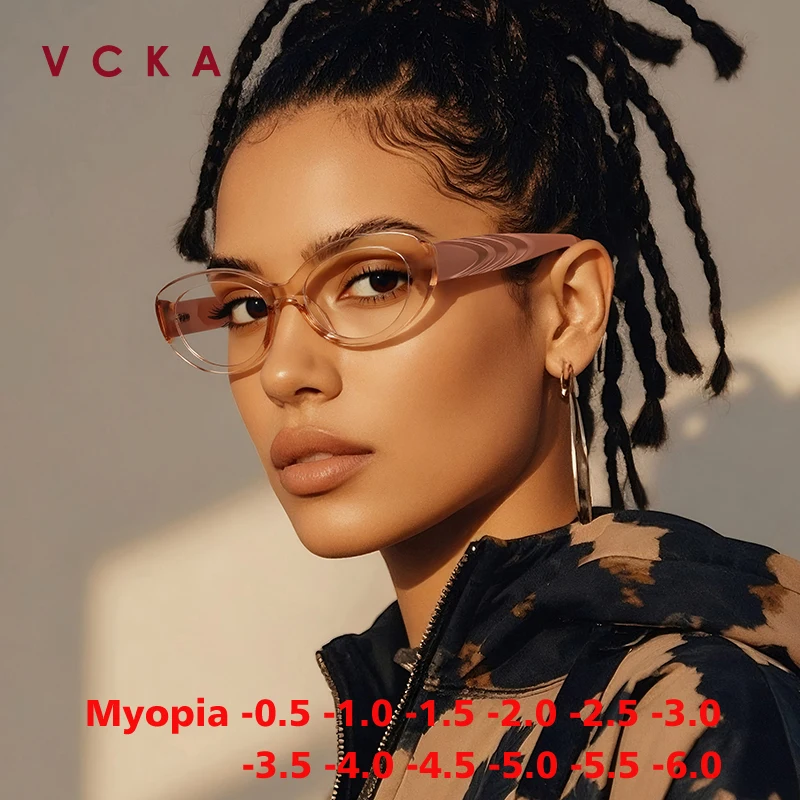 

Очки VCKA TR90 овальной формы для женщин, модные, с защитой от синего света, для коррекции близорукости, новинка 2026 года, с индивидуальной диоптрией, утолщенная оправа, от -0.50 до -10.0