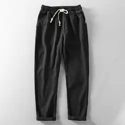 Fashion New In Sale Trousers for Men Cotton Linen Wrinkle Black Summer Casual Pants Man Korean Style Aesthetic Stylish Trend Y2k