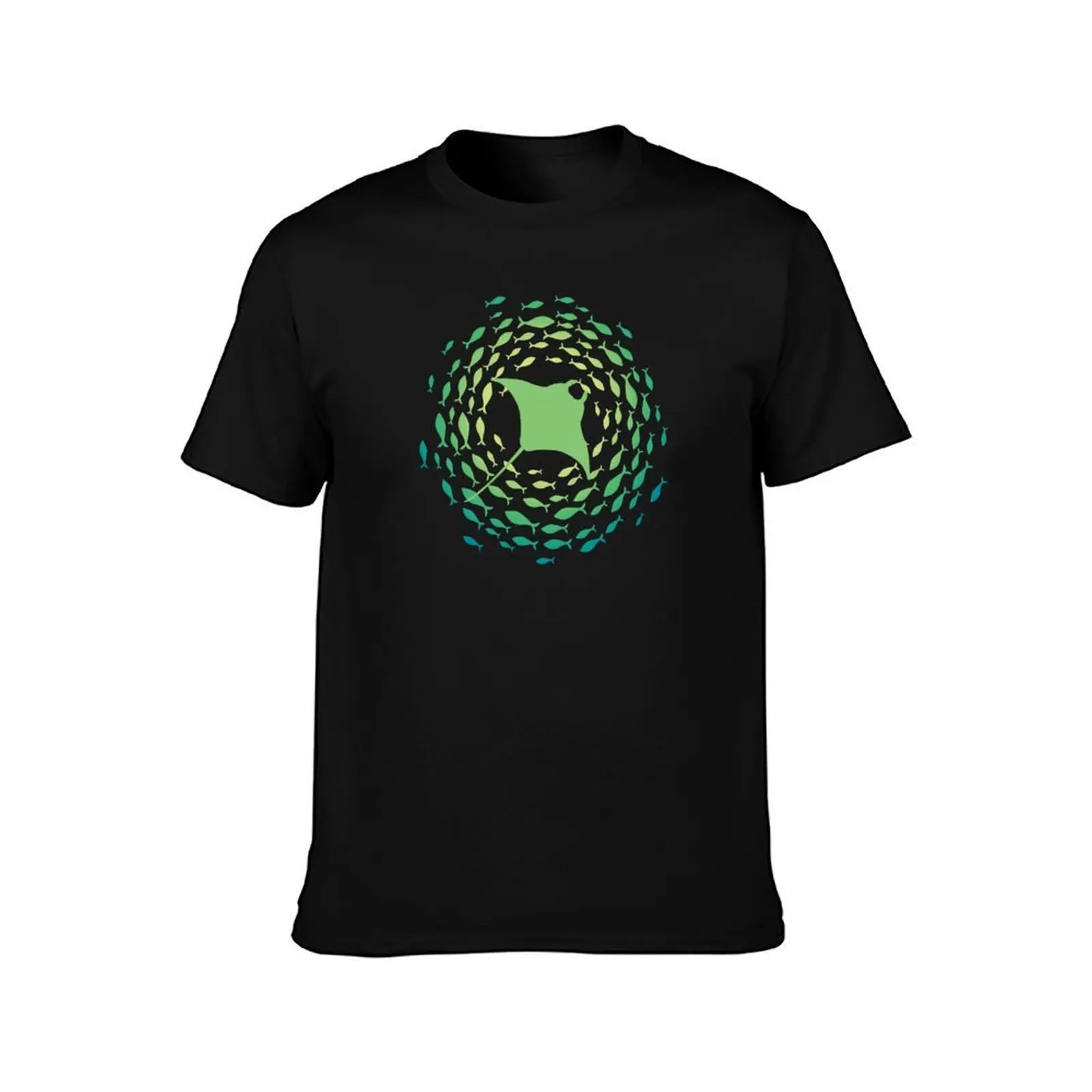 Manta Ray in a school of fish T-Shirt Summer Casual Cotton Tee Oversized Streetwear Tops Vintage Graphic Print 100% Cotton