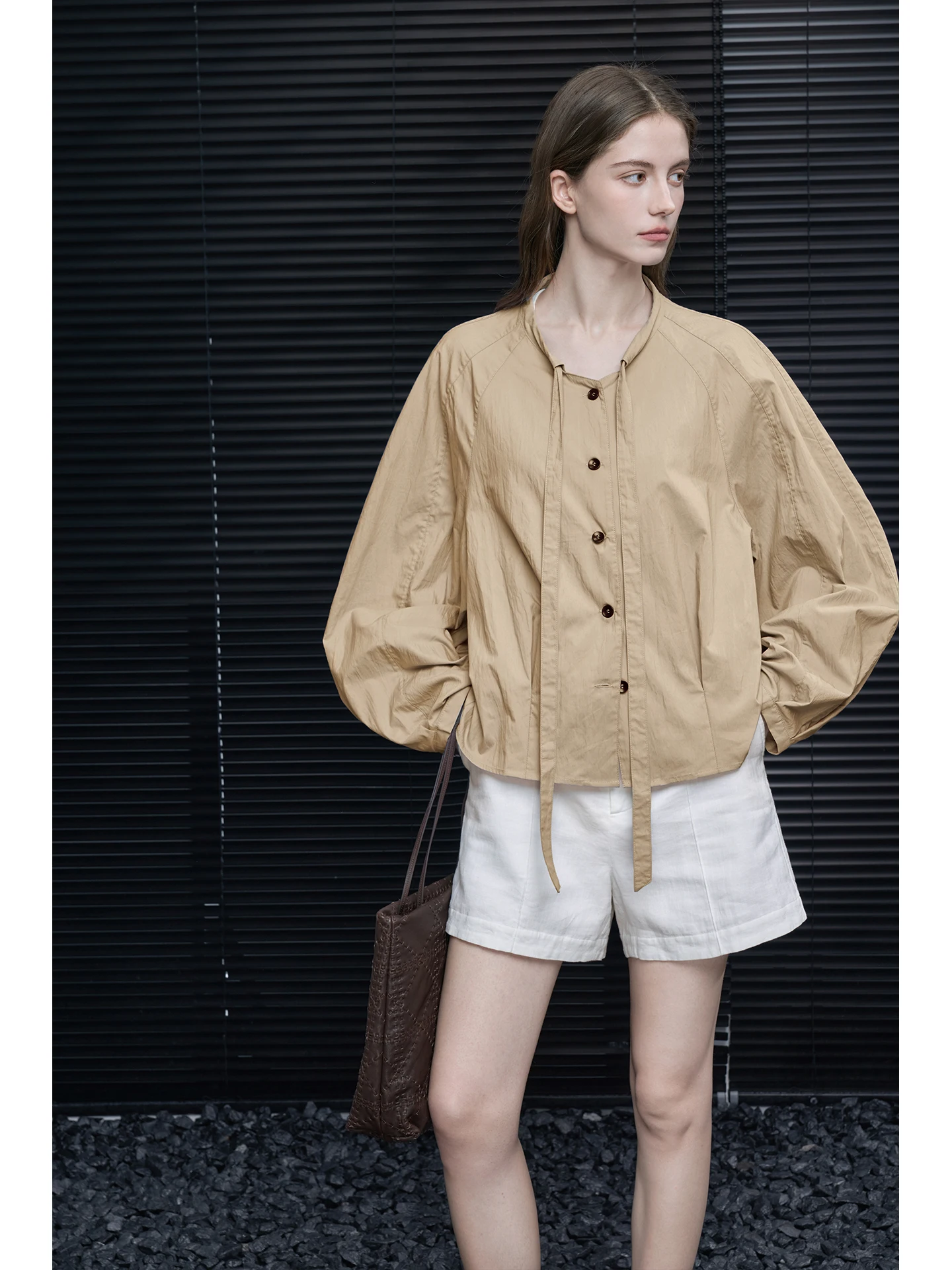 

Женская хлопковая футболка цвета хаки свободного кроя с длинным рукавом и круглым вырезом, однотонная, весна-лето, новинка