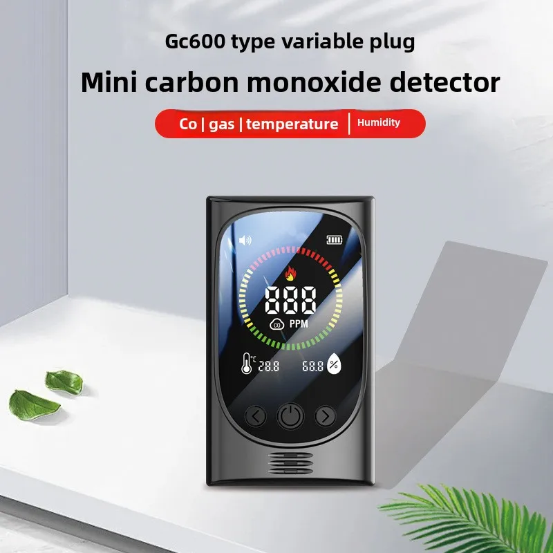 4-in-1 Plug-in CO Combustible Gas Detector Carbon Monoxide Natural Gas Leak Alarm Temp Humidity Monitor Home Safety Alarm Sensor