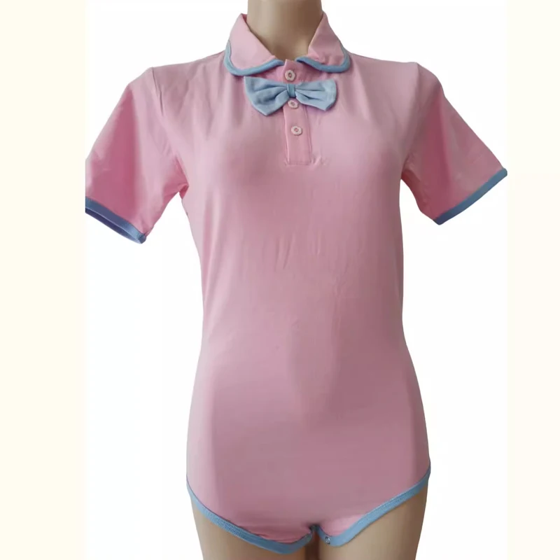 ABDL Girl Pink Bodysuit Bow DDLG Adult Baby Romper With Snaps One Piece Adult Onesie Couple Home Playsuits
