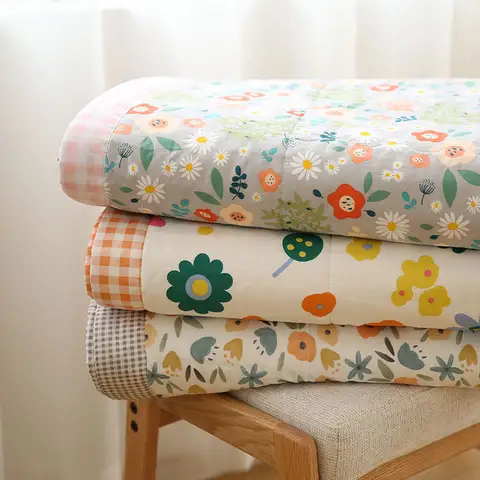 면화 빨 수 있는 면화 여름 담요 작은 꽃 여름 얇은 이불 공기 커버 신장면 단일 작은 이불