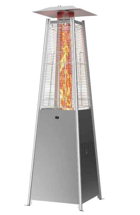 Pyramid Style 48.000 BTU Terrassenheizung für den Außenbereich mit Quarzglasrohr, Edelstahlkonstruktion und Abdeckung für Propan