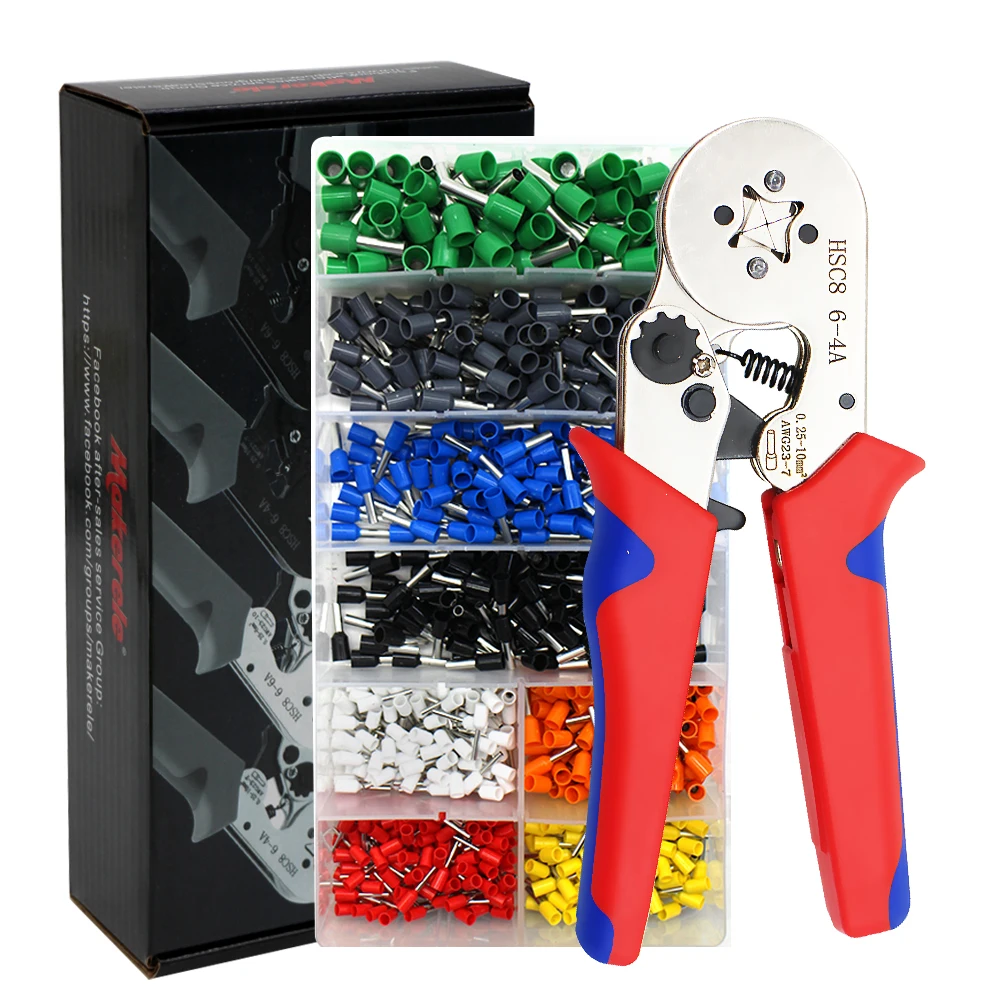 Crimping Pliers Ferrule Sleeves Tubular Terminal Hand Tools HSC8 6-4A/6-6A(max 0.08-16mm²)Wire Crimper Household Electrical Sets