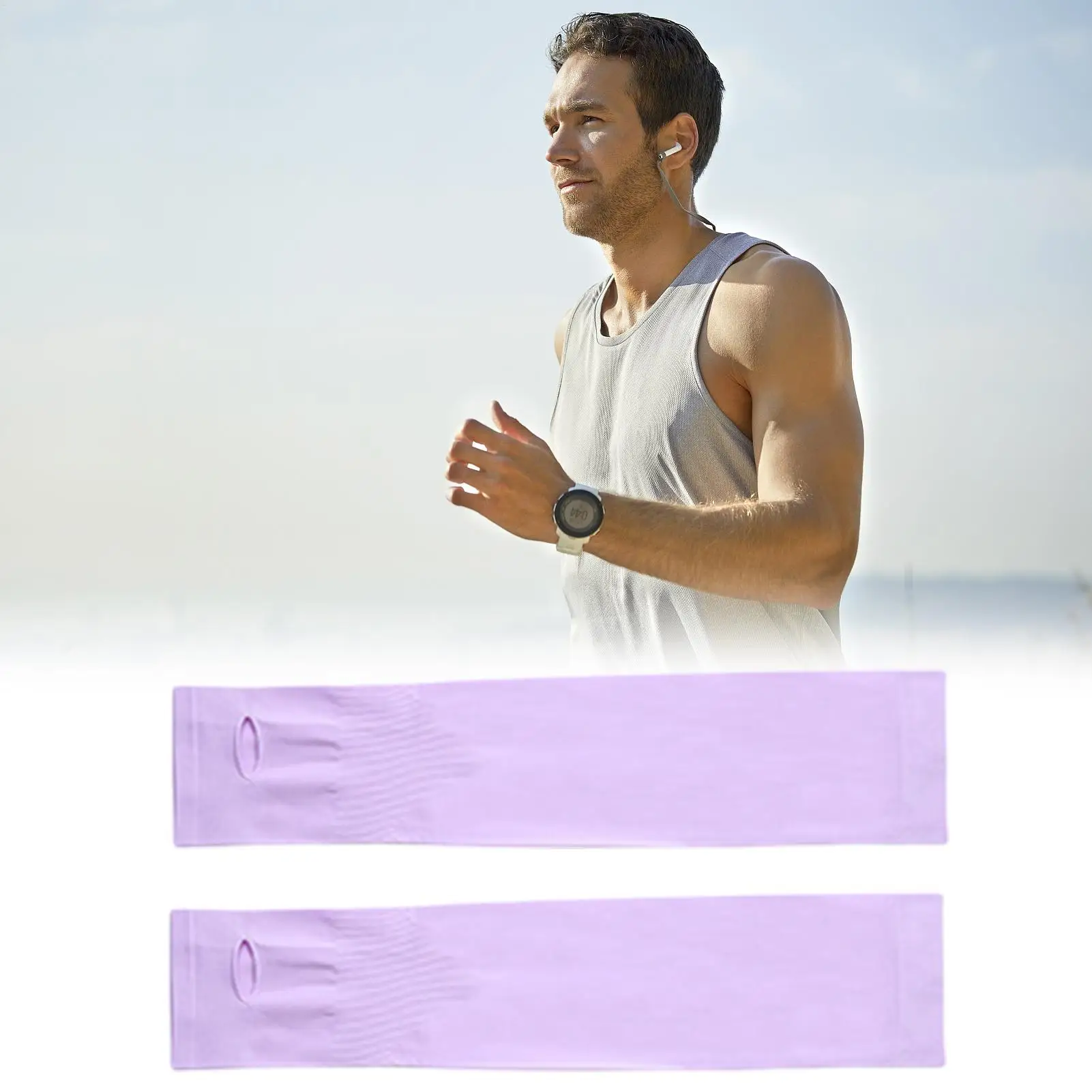 Cooling Arm Sleeves Elastic Sunburn Protector for Driving Cooling UV Protective Arm Sleeves with Half-Finger for Men Women
