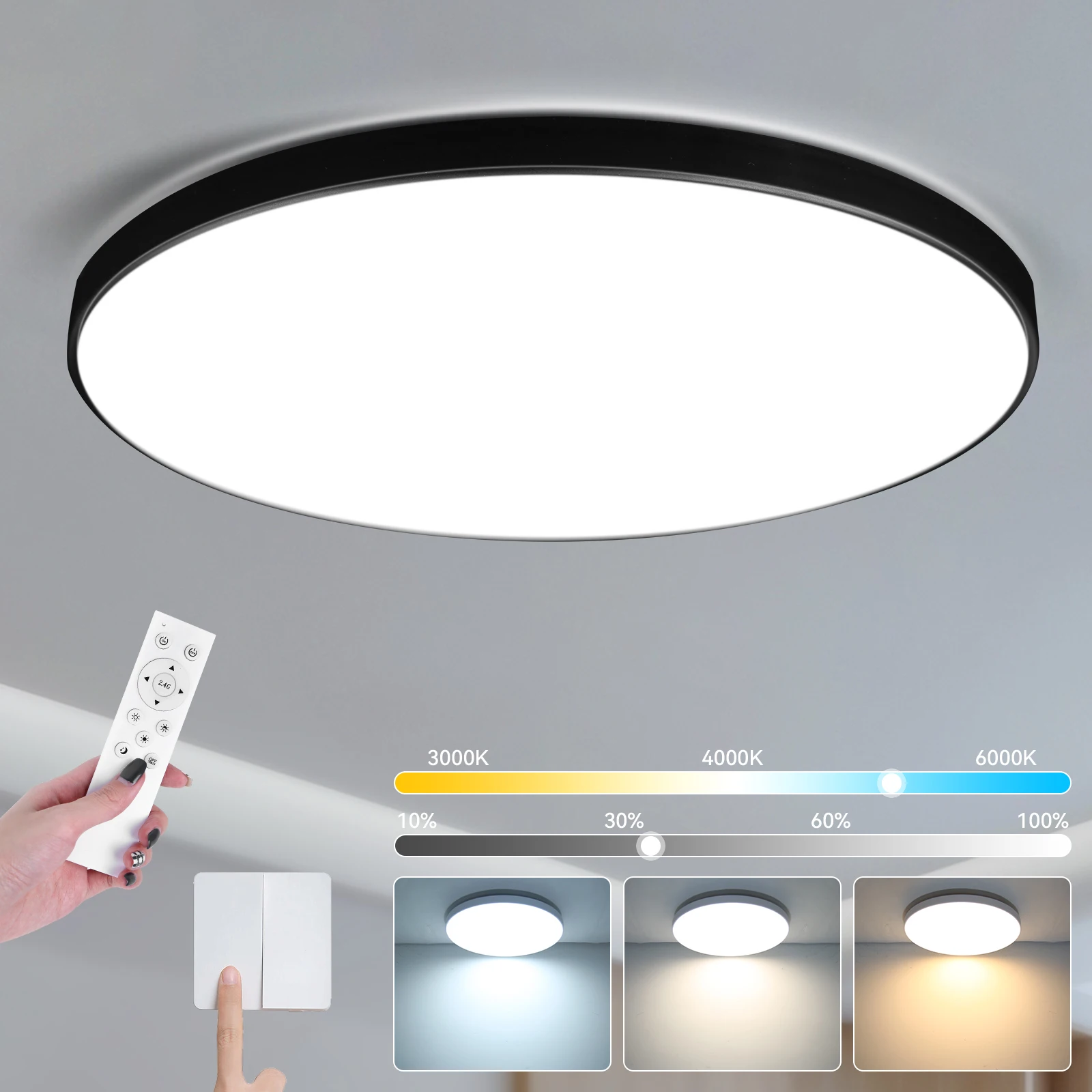 Lámparas de techo Led inteligentes, luz de techo regulable con Control remoto, lámpara de Panel de 47cm, accesorio de iluminación interior de 50W para sala de estar ​ Dormitorio