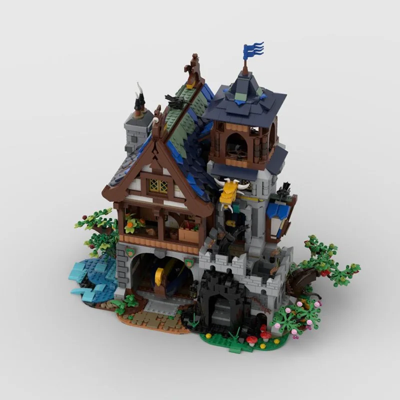 

3482-Piece MOC Building Blocks Cottage Model in Medieval Forest - Creative Gift, Street View Series - Enchanting Hobby Set for A