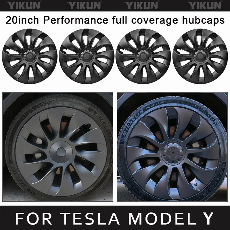 4PCS Hub Cap for Tesla Model Y Wheel Cap Performance Replacement 20 Inch Automobile Hubcap Full Rim Cover Accessories 2019-2024