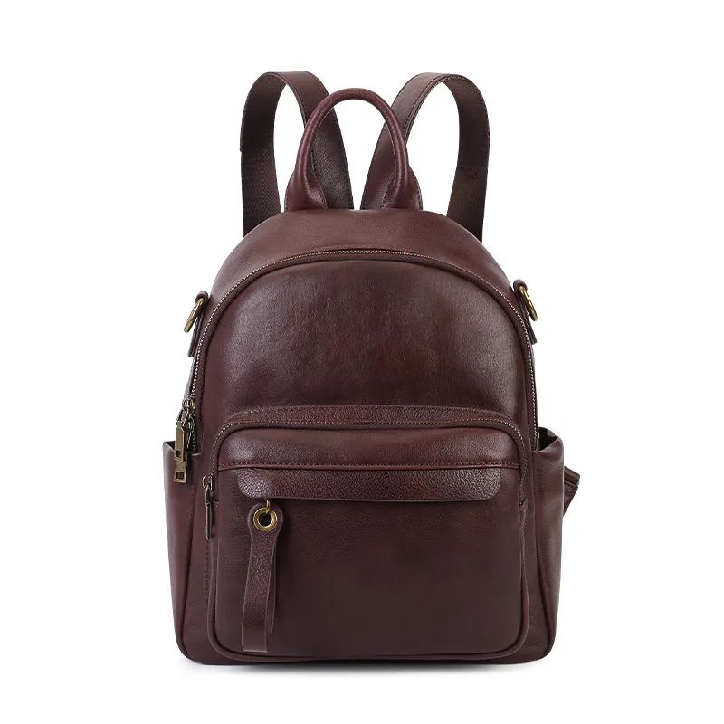 Casual Daily Woman Genuine Leather Backpack First Layer Cow Leather Shoulder Bags Fashion Ladies Cowhide Travel Tote Bag