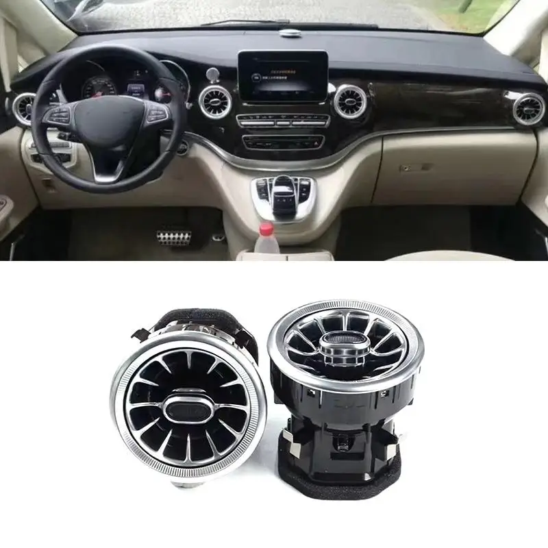 

All Silver Car Front Interior Dashboard A/C Air Outlet Turbo Conditioning Vent For Mercedes Benz V Class W447 Vito