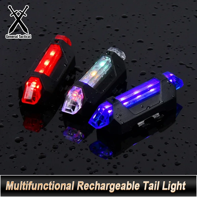 Bicycle Tail Light LED Rechargeable Mountain Bike Safety Warning Front Rear Cycling Light USB Waterproof Riding Tail-lamp