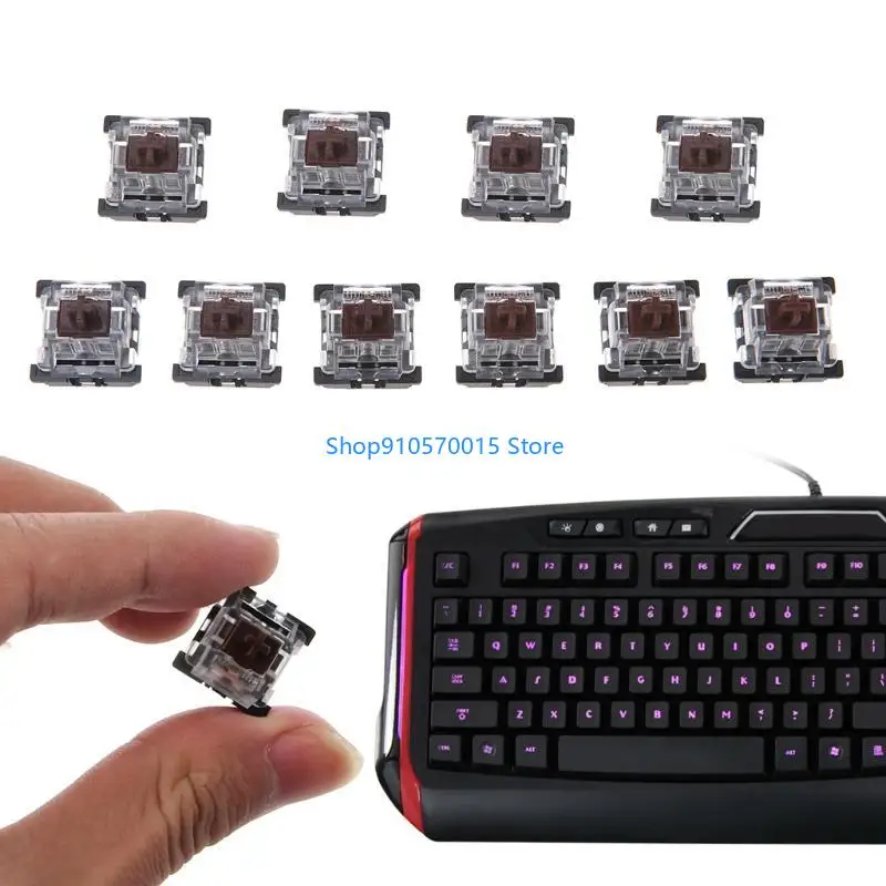 

B95C 10PCS 3PIN Brown Keycaps Переключатели для механической клавиатуры для Cherry MX -клавиш DIY для переключателя клавиш