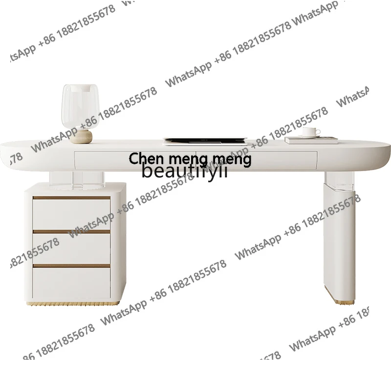 

Desk Light Luxury Modern Premium Cream Wind Study Computer Desk Home Designer Hanging Workbench H H