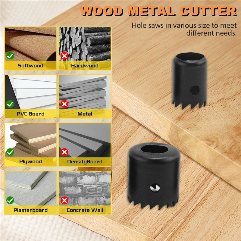 

A63K-11Pcs Hole Saw Cutting Set Kit Drilling Tool Wood Metal Cutter 19-64Mm High Quality Mandrels Saws Core Drill Bits Woodworki