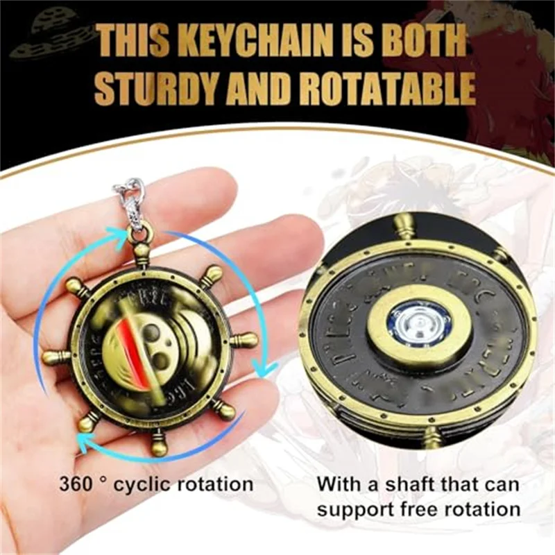 Cartoon Luffy Keychain Pirate Skull Key Chains Rotatable Metal Pendant Keyring Charms bag llaveros for Men Women Gift Jewelry