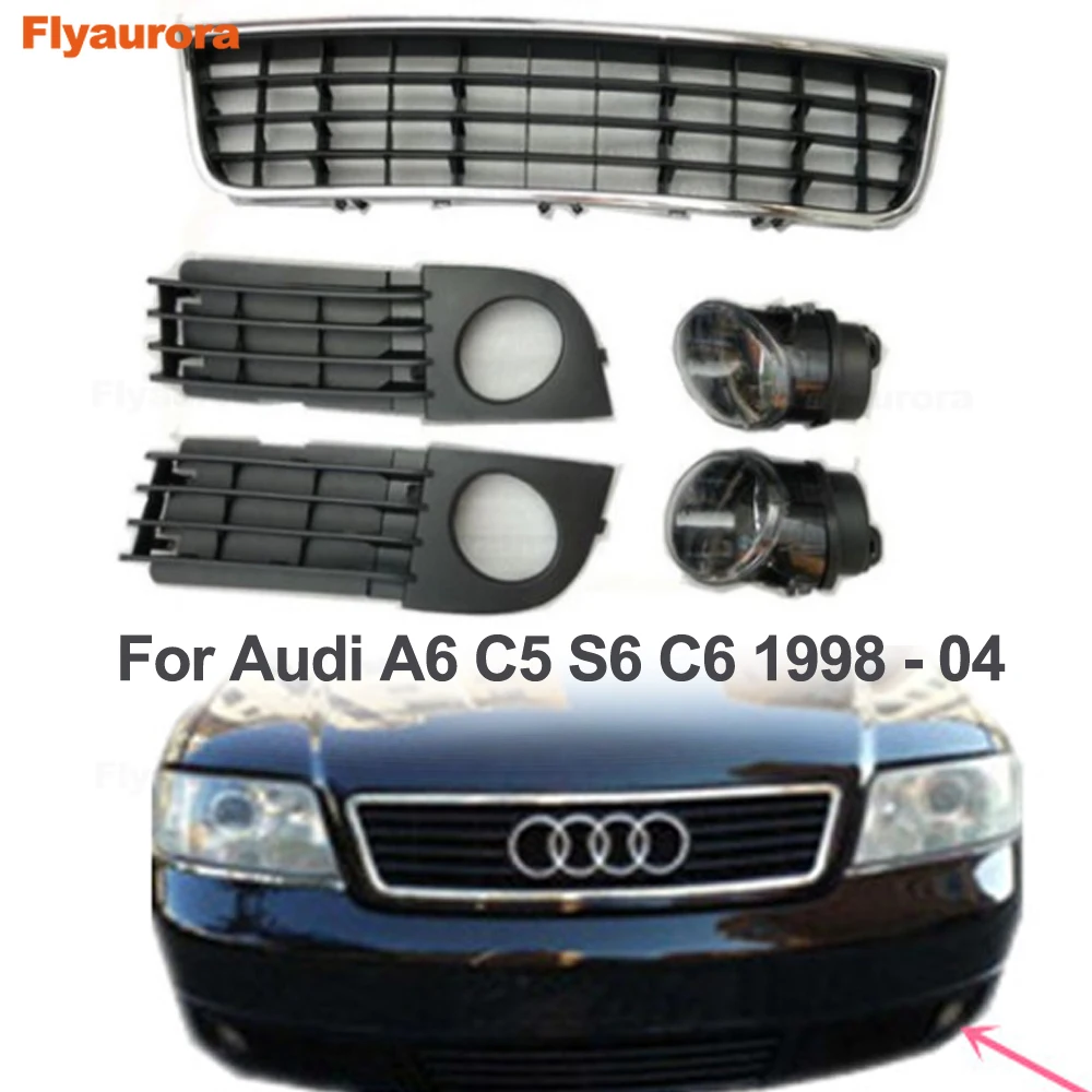 

Fog Light Cover Frame Grille Front Bumper Ventilation Matching Lamp Shell For Audi A6 C5 S6 C6 1998 99 2000-04 4B0 941 699C/700C