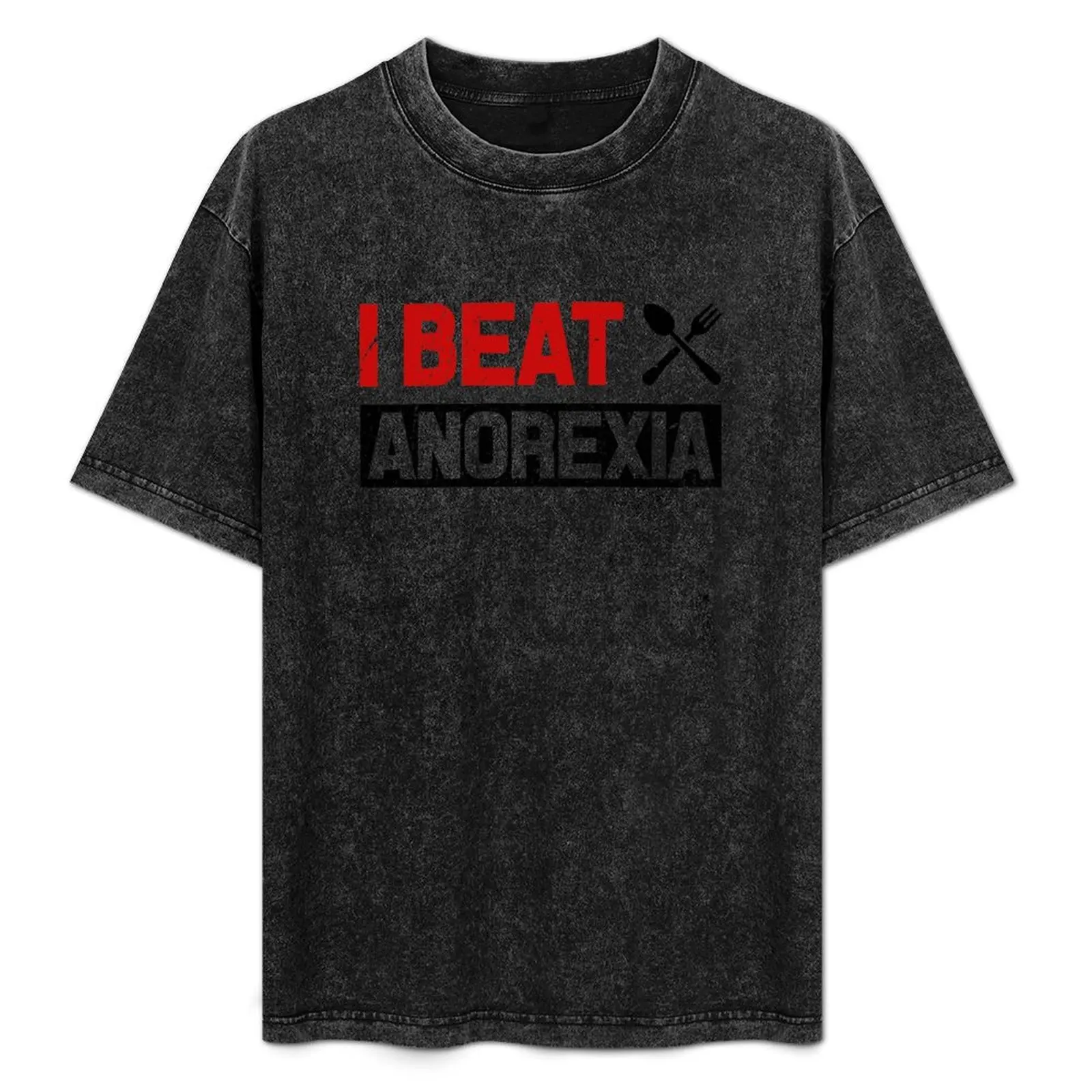 Camiseta I Beat Anorexia sin planchado, informal, de manga corta