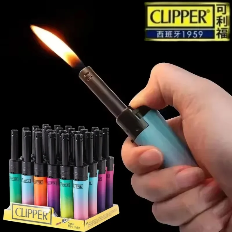 

Clipper Gradient Long Tube Inflatable Lighter Mini Grinding Wheel Open Flame Portable Cigarette Accessories Outdoor Pipe Lighter