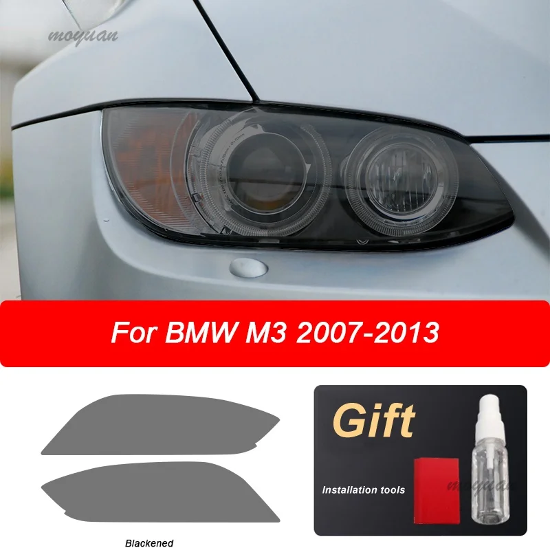 2 Pcs Car Headlight Protective Film Transparent Smoked Black TPU Sticker For BMW M3 E90 E92 E93 2007-2013 GTS CRT Accessories