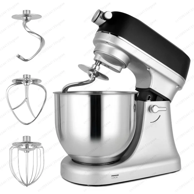 6L 660W Stand Mixer,Electric Dough Mixer for Baking Bread Cake Kitchen Machine with Stainless Steel Bowl,Hook,Beater Attachments