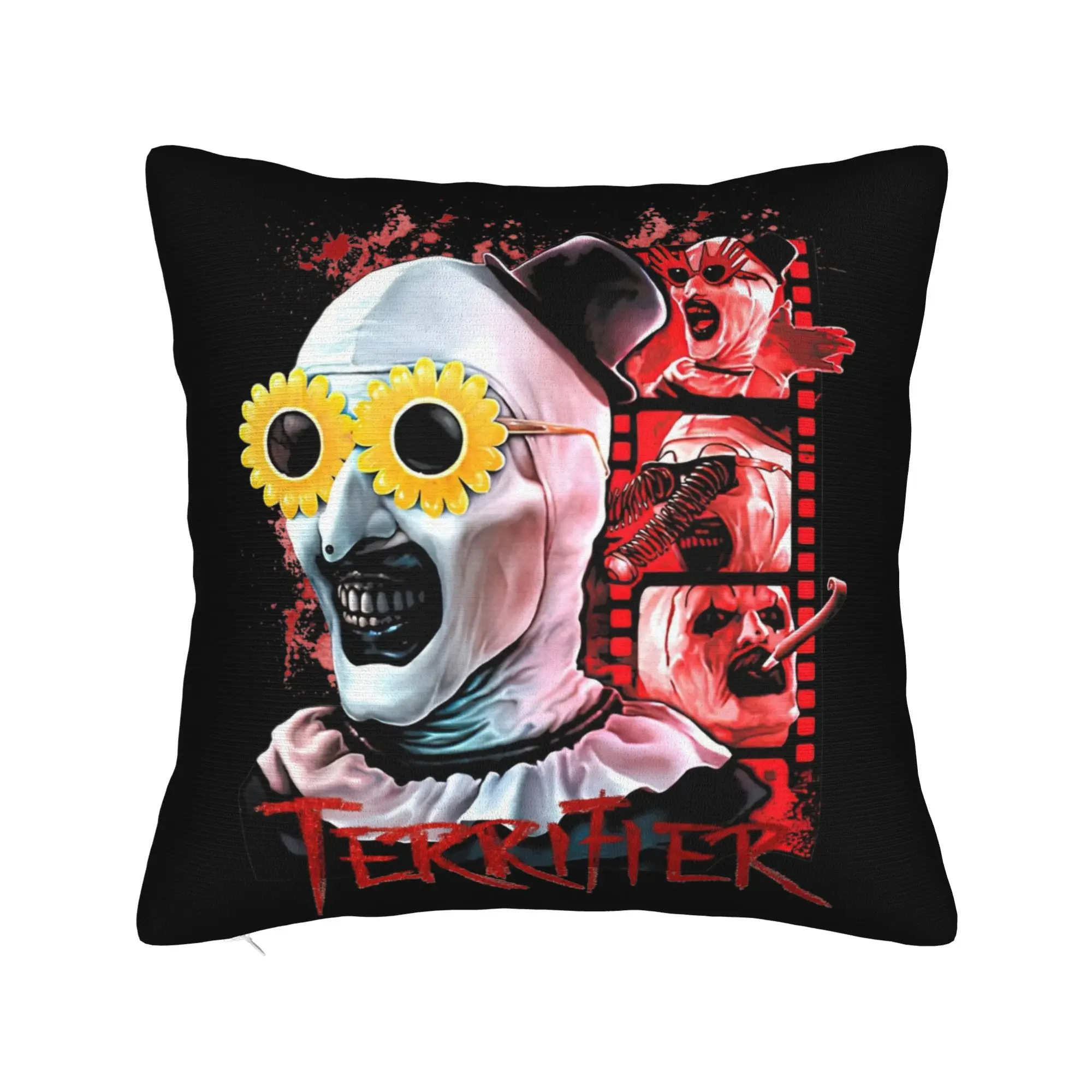 Halloween Horror Terrifier Film Pillowcase Printed Polyester Cushion Cover Decor  Throw Pillow Case Cover Home Square 40X40cm