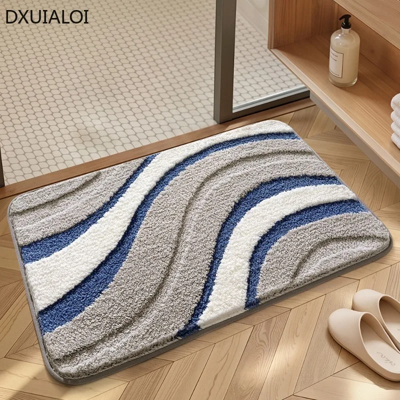 Home decoration simple thick bathroom absorbent floor mat carpet door home flocking non-slip mat bedroom floor mat 1pc