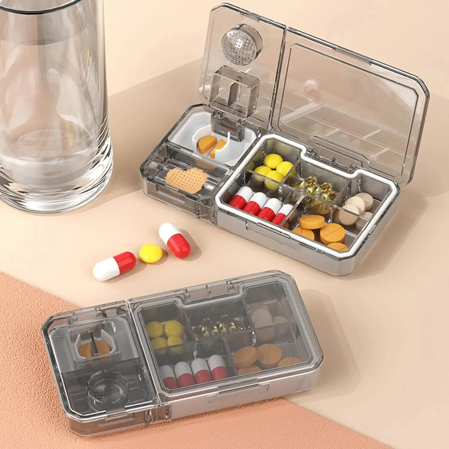 New Pill Case Portable Travel Pill Cutter Organizer Medicine Storage Container Drug Tablet Plastic Moisture-Proof  Pillboxes