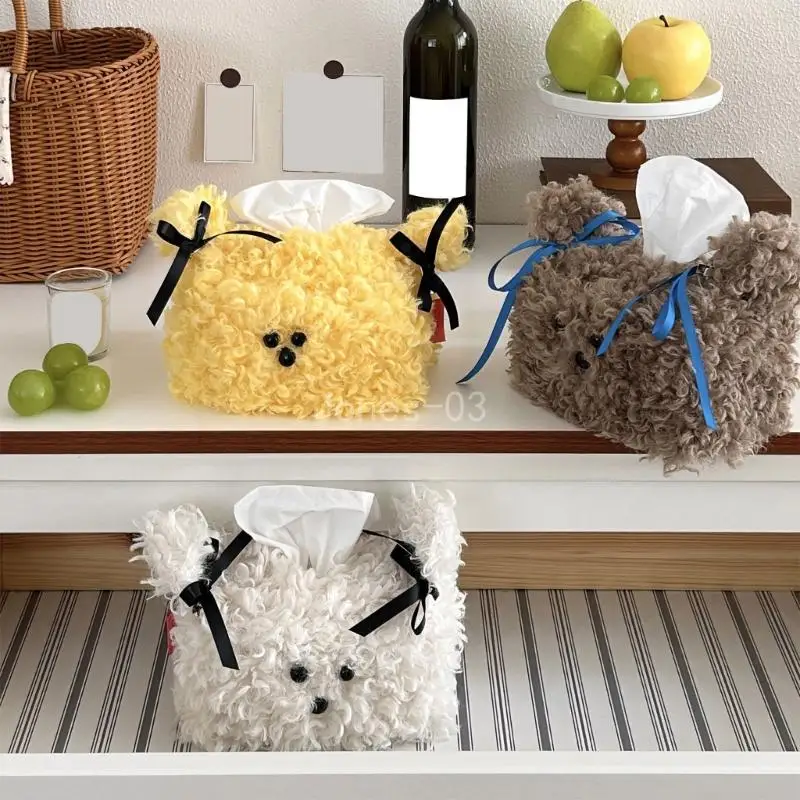 

Q6PE Plush Puppy Tissue Box Organizers for Fun and Practical Home Decoration