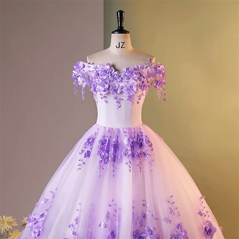 Luxury Party Dress 2024 New Sweet Flower Formal Gown Elegantcourt Train Boat Neck Bespoke Occasion Dresses Prom Dresses