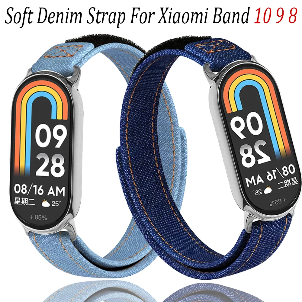 جديد لينة الدنيم حزام ل Xiaomi الفرقة 10/9/8 المرأة ساعة ذكية الرياضة مريحة معصمه سوار Mi الفرقة 10-9-8 استبدال الفرقة
