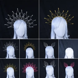 Vintage Gothic Lolita Tiara Crown Headband Sun Goddess Baroque Halo Tiara Vintage Church Gorgeous Finished Headband Cosplay
