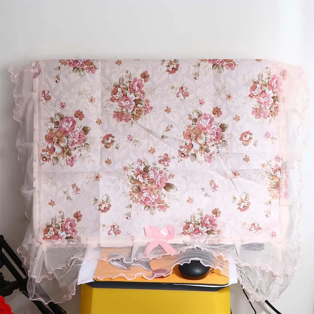 75*80cm Bedside Cabinet Dust-proof Rectangular Table Cover Pink Flower Lace Table Cloths Decoration