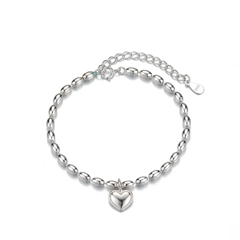 

Hot Sale Fashion Jewelry 925 Sterling Silver Bracelets Geometric Elliptical Beads Stylish Ethnic Style Female Bracelets